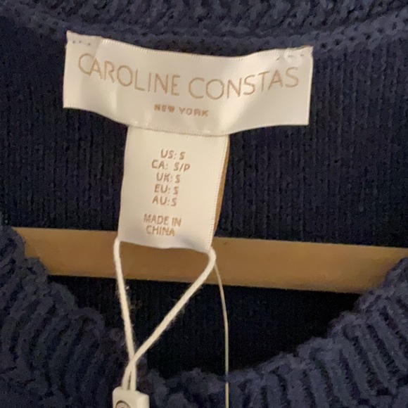 Caroline Constas Navy Knit Sleeveless Sweater Dress, Size S, Gold Buttons, NWT - Picture 7 of 11